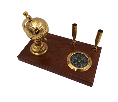 Ensemble décoratif de bureau : globe, boussole, porte-stylos - NC2144EZS