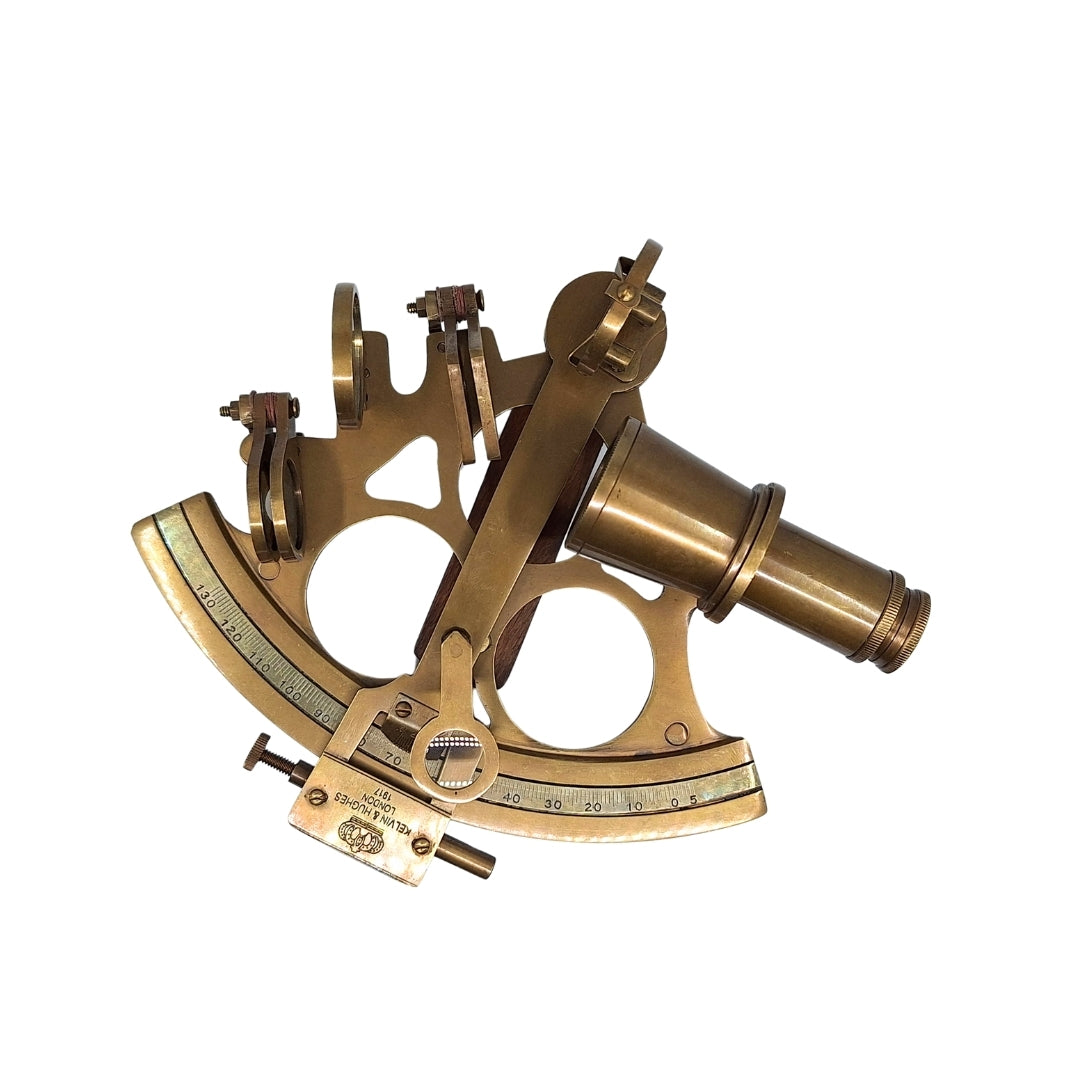 Großer Messing-Sextant in eleganter Holzkiste mit personalisierbarer Gravur