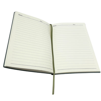 Elegante geschenkset - leren notitieboek A5 met pen in geschenkdoos - olijfgroen - EE14