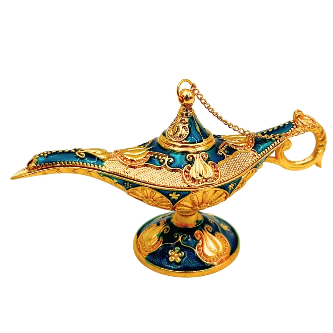 Decorative Aladdin's Lamp Metal Navy Blue and Gold 12cm - LAB12