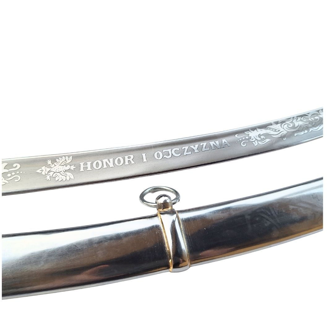 Replika szabli kawaleryjskiej „Radziwiłłówka” z 1917 roku z napisem „Honor i Ojczyzna” - personalizowany grawer, elegancki prezent, stal niehartowana, długość 91 cm