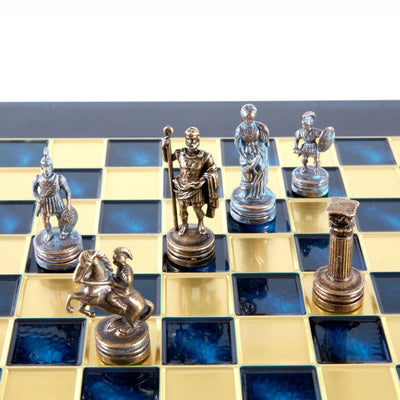 Échecs de luxe en laiton 28 x 28 cm – cadeau exclusif - S3BBLU