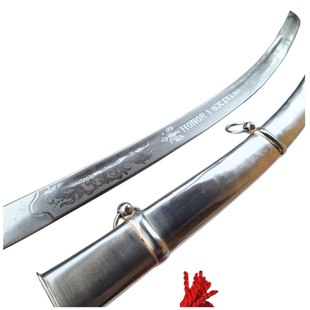 Replika szabli kawaleryjskiej „Radziwiłłówka” z 1917 roku z napisem „Honor i Ojczyzna” - personalizowany grawer, elegancki prezent, stal niehartowana, długość 91 cm