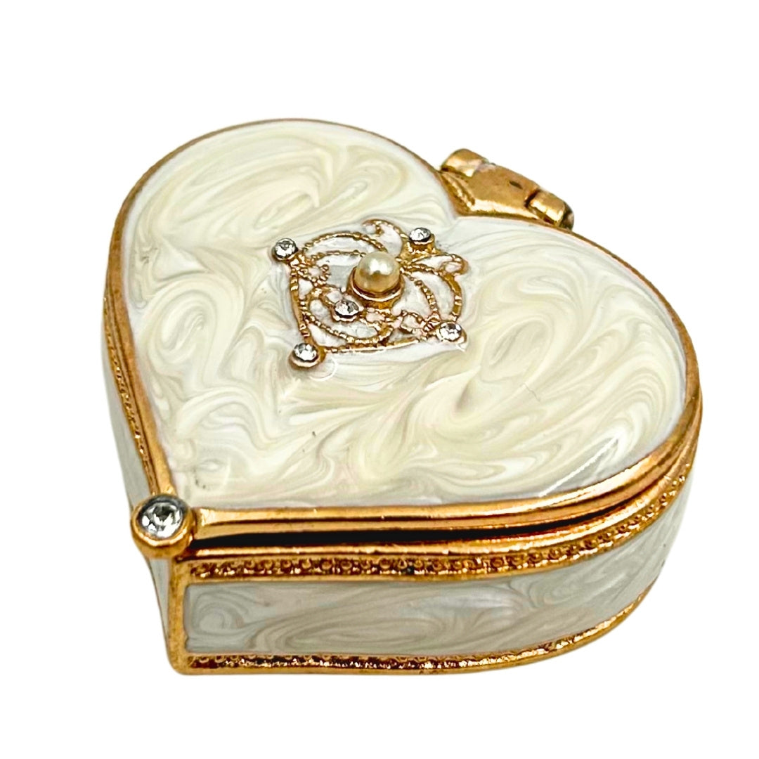 Boîte à bijoux exclusive en forme de cœur avec cristaux - B0767-06WH