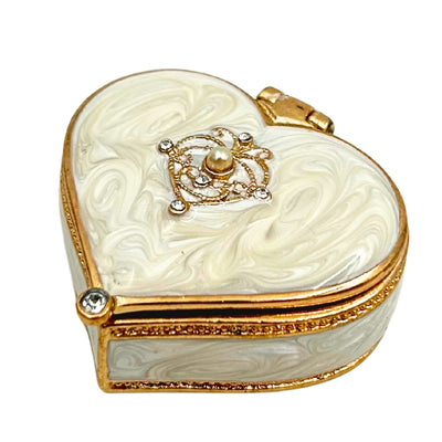 Boîte à bijoux exclusive en forme de cœur avec cristaux - B0767-06WH