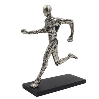 Statuette de coureur, figurine en métal avec gravure
