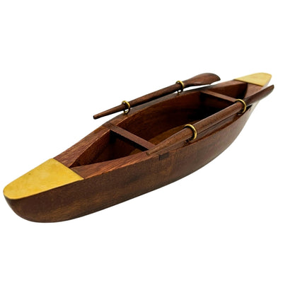 Elegantes Holzmodell eines Bootes 25 cm - Schreibtischdekoration mit Messingelementen - Ideales Geschenk für einen Segler mit Option zur Personalisierung durch Gravur - Maritimer und Retro-Stil