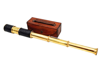 Retro Brass Captain's Spyglass in a Leather Case with Custom Engraving