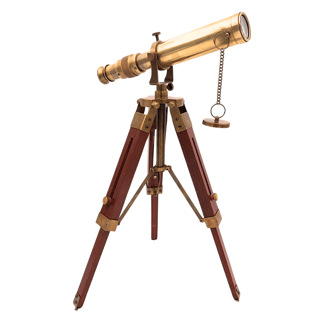 Longue-vue rétro en laiton sur trépied en bois – Hauteur réglable – SR010