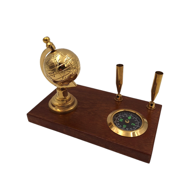 Ensemble décoratif de bureau : globe, boussole, porte-stylos - NC2144EZS