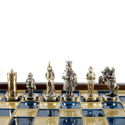 Elegante Premium-Messingschachfiguren 20x20cm Byzanz mit personalisierter Gravur - ideales Geschenk für Schachspieler und Geschichtsinteressierte - handgefertigte Figuren in goldener und silberner Ausführung