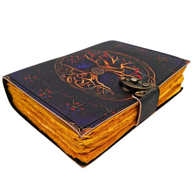 Carnet en cuir vintage rétro 200 pages - Cuir de chèvre - Arbre de vie - AH18