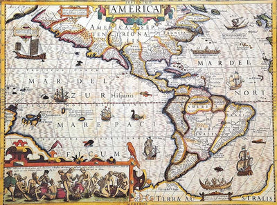 Carte de l’Amérique 1628 - J. Hondius Reprint - M1628
