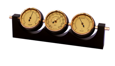Station météo exclusive Fischer - Baromètre Hygromètre Thermomètre - Laiton Acajou – 7894-22