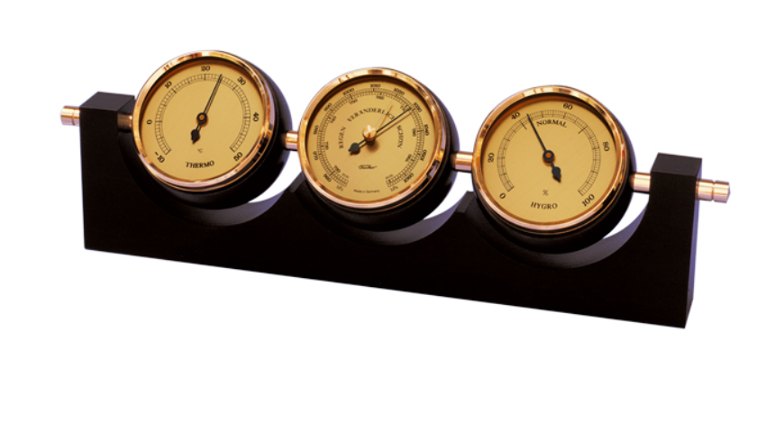 Station météo exclusive Fischer - Baromètre Hygromètre Thermomètre - Laiton Acajou – 7894-22