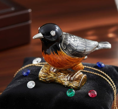 Petite boîte métallique exceptionnelle décorée de cristaux - Oiseau - B0192-02