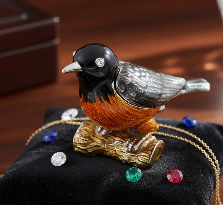 Petite boîte métallique exceptionnelle décorée de cristaux - Oiseau - B0192-02