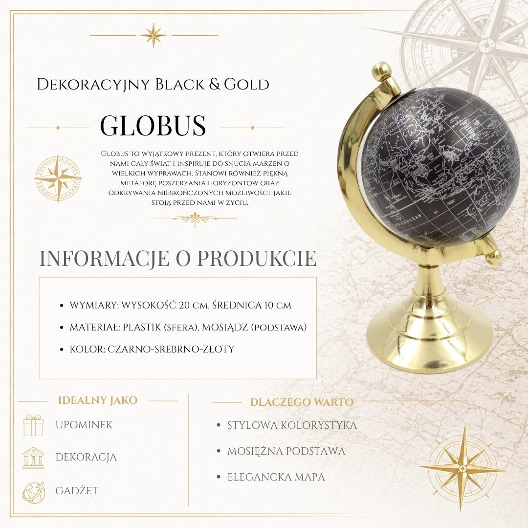 Globe décoratif noir et or – MMG004S