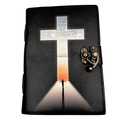 Carnet en cuir croix religieuse - 200 pages - AH15
