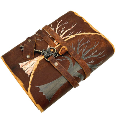 Carnet en cuir vintage 200 pages avec clé – Arbre de Vie – H006