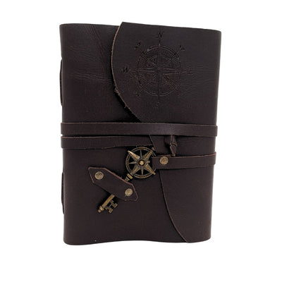 Carnet en cuir rétro Rose des vents 200 pages - Cadeau pour navigateur - AH03