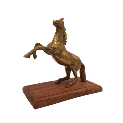 Pferd - Aluminiumfigur auf Holzsockel - NI9537