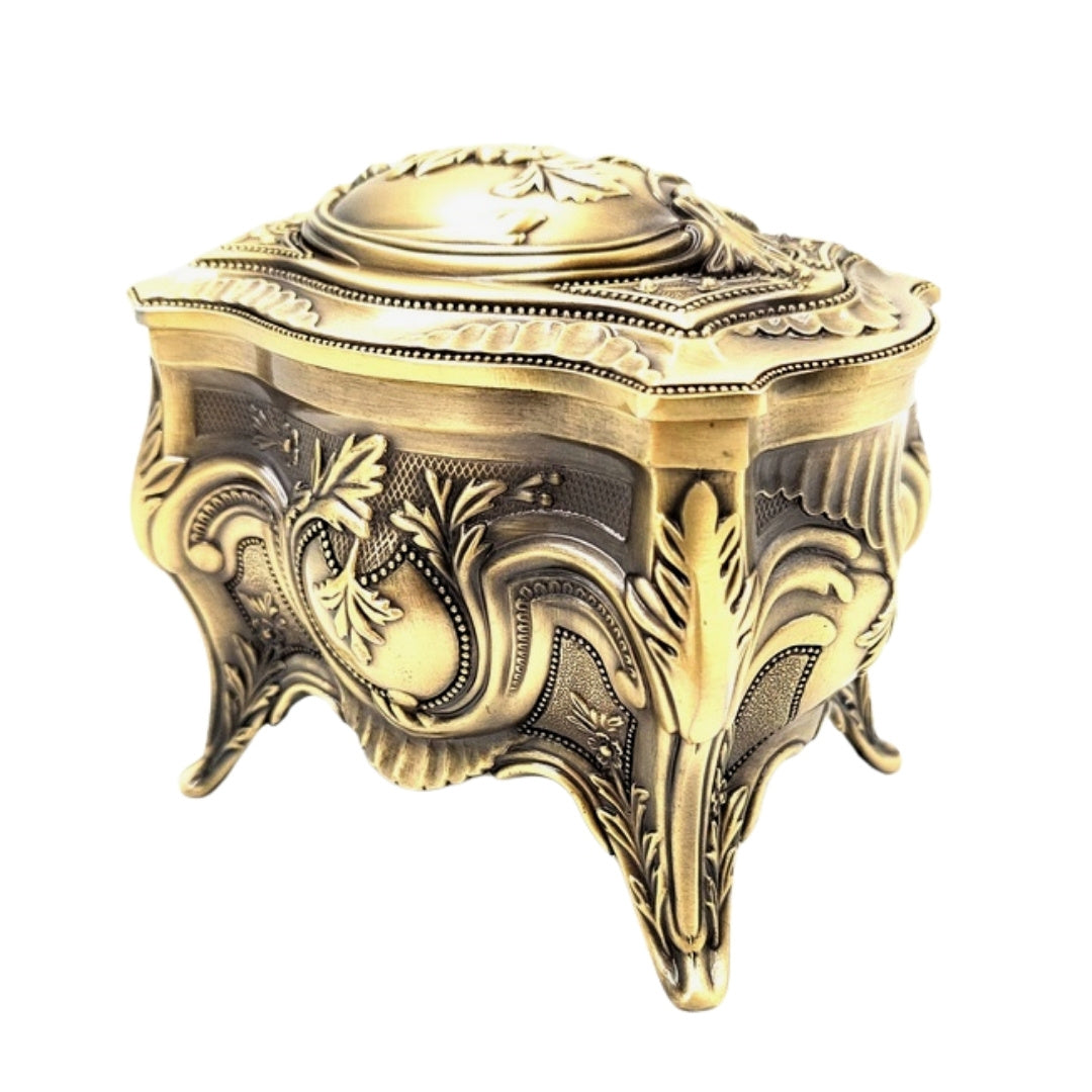 Coffret à bijoux métallique doré rétro - 2139M