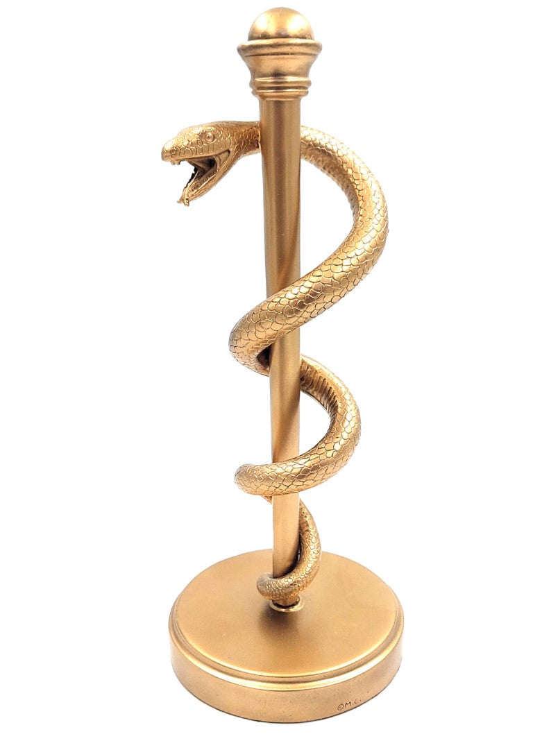 Bâton d’Esculape doré 30cm - cadeau pour médecin en résine - MC-9634G