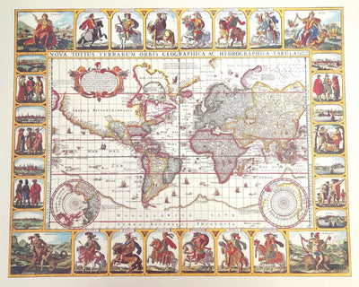 Carte historique du monde Piscator 1652 - dimensions 56 x 45 cm - M1652