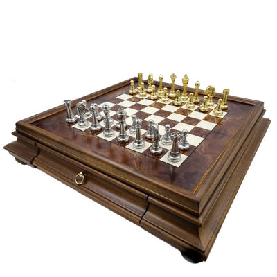 Grand jeu d’échecs exclusif Italfama en métal doré 53x53 cm – N137