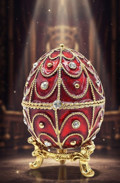 Coffret métallique exclusif avec cristaux - Œuf de Fabergé - B0748-17 RD