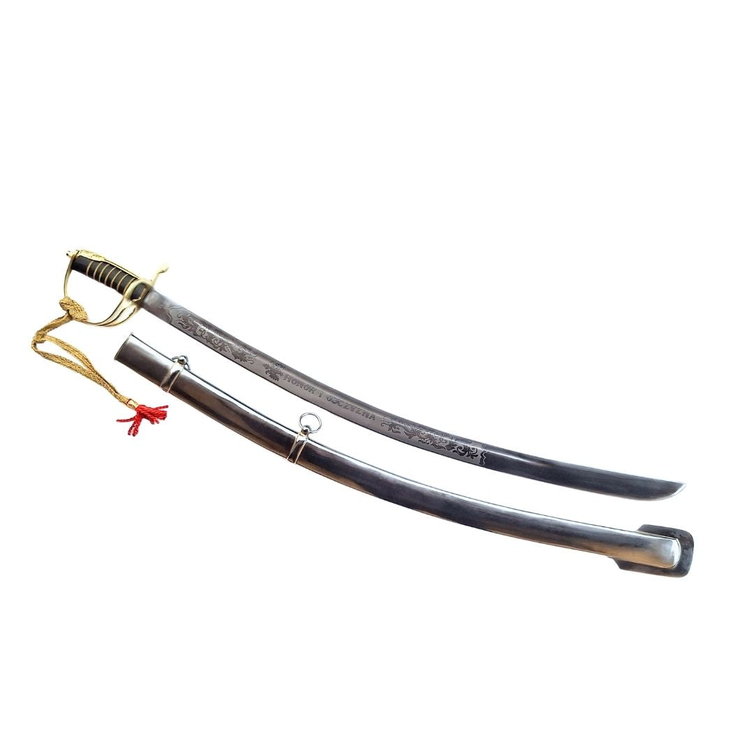 Replika szabli kawaleryjskiej „Radziwiłłówka” z 1917 roku z napisem „Honor i Ojczyzna” - personalizowany grawer, elegancki prezent, stal niehartowana, długość 91 cm