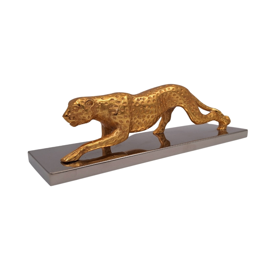 Élégante figurine décorative Léopard doré 42cm Glamour Loft Cadeau
