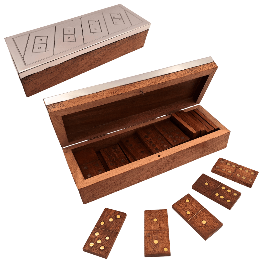 Domino dans une boîte en bois avec dessus en aluminium - DO-017