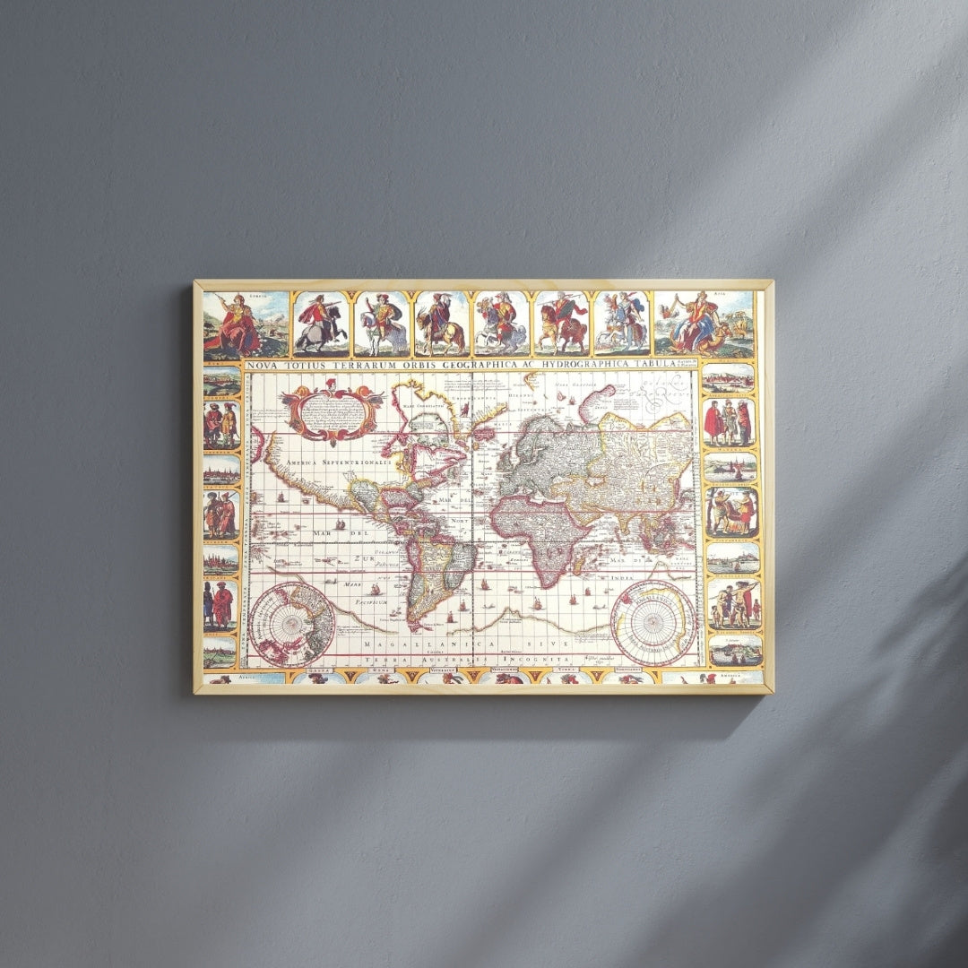 Carte historique du monde Piscator 1652 - dimensions 56 x 45 cm - M1652