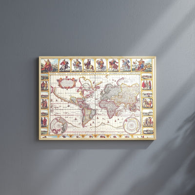 Carte historique du monde Piscator 1652 - dimensions 56 x 45 cm - M1652