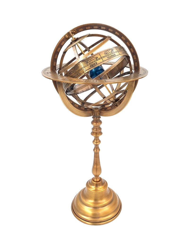 39 cm Brass Armillary Sphere with Engraving Personalization Option