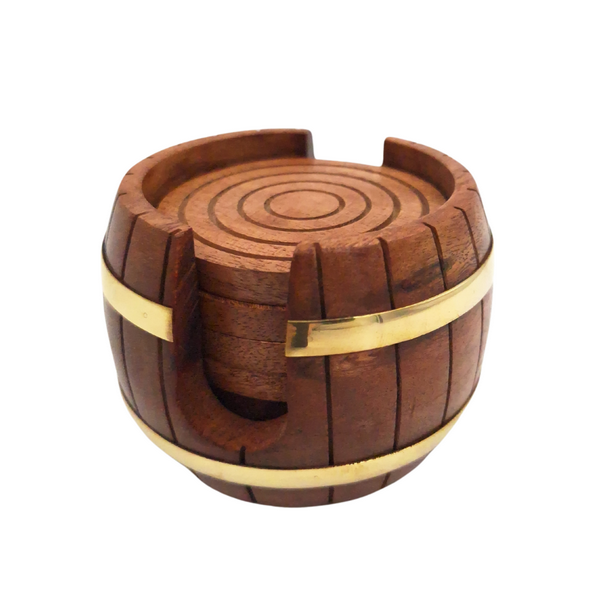 Dessous de verre en bois - ensemble tonneau