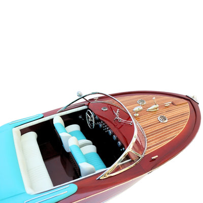 Exclusief model van de Reeva Aquarama motorboot 87cm - groot, houten model van een klassieke Italiaanse motorboot – 4P-90