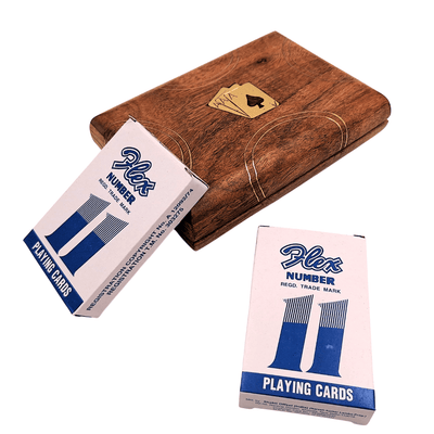 Ensemble de 2 jeux de cartes dans une boîte en bois – Cadeau élégant – Vintage – DNU-2791