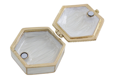 Petite boîte cadeau en métal richement décorée avec cristaux - B0035-08WH