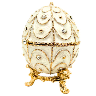 Exclusief sieradendoosje Fabergé-ei metaal met kristallen - B0748-17WH