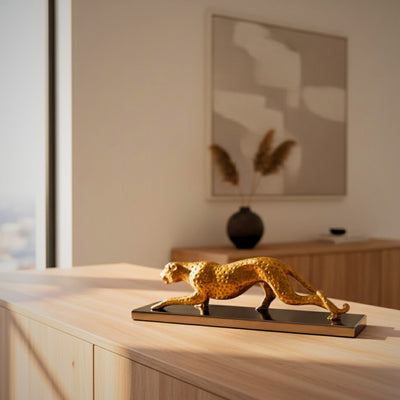 Élégante figurine décorative Léopard doré 42cm Glamour Loft Cadeau