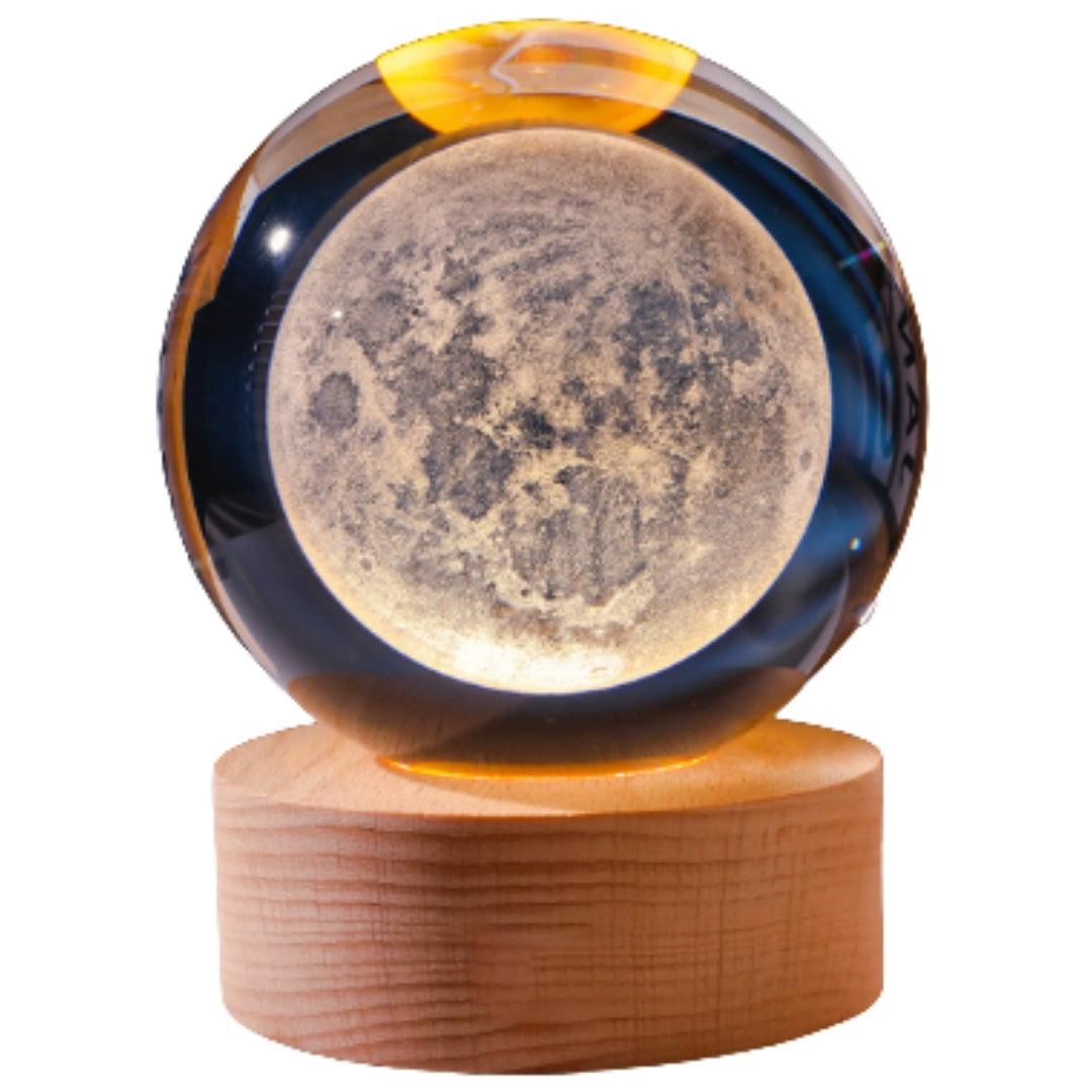 Boule de verre 3D Lune - Lampe de nuit LED USB - Gadget de bureau
 - KKS