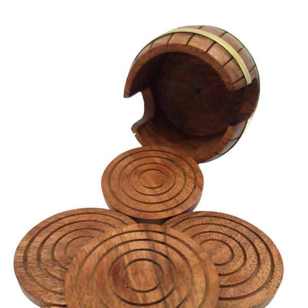 Dessous de verre en bois - ensemble tonneau