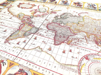 Carte historique du monde Piscator 1652 - dimensions 56 x 45 cm - M1652