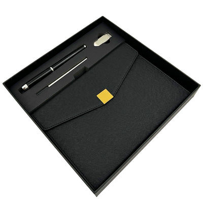 Élégant coffret cadeau premium – carnet A5 avec stylo et clé USB 16GB dans une boîte – noir et or – EE9