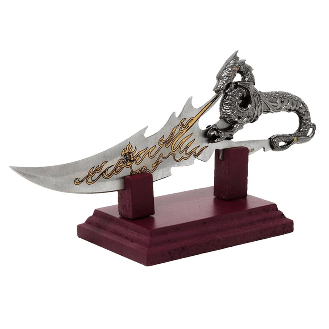 Dague décorative dragon sur socle 19 cm - fantasy - acier inoxydable – SW-185