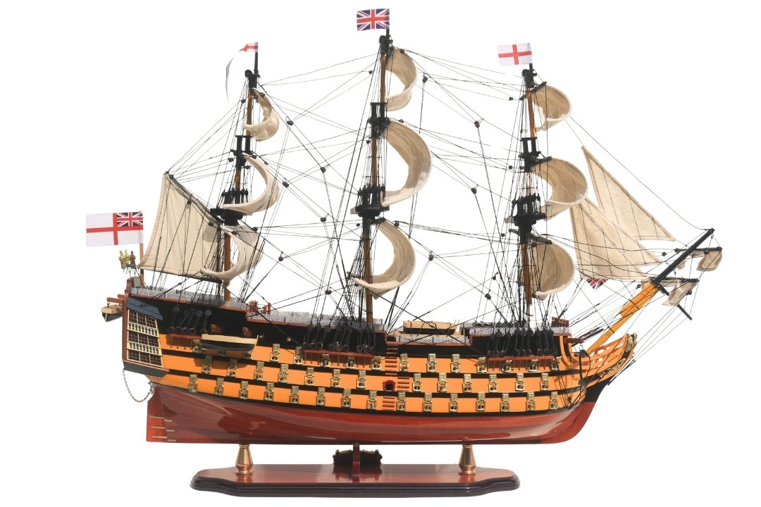 Assembled 80cm HMS Victory sailing ship model with the option of personalization by engraving - Exclusive gift decoration, handmade from exotic wood, high quality and attention to detail