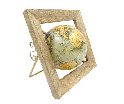Globe décoratif dans un cadre en bois GLB-40